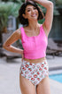 Square Neck Sleeveless Print Tankini Set